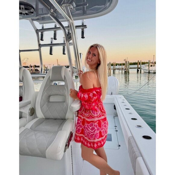 FARM RIO Summer Sunrise Mini Dress in Red Size Medium - Picture 4 of 14